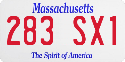 MA license plate 283SX1