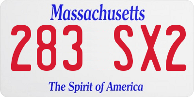 MA license plate 283SX2