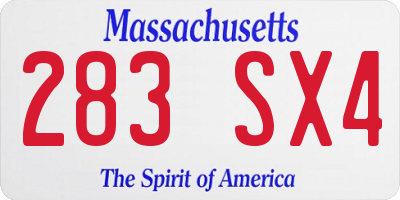 MA license plate 283SX4