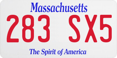 MA license plate 283SX5