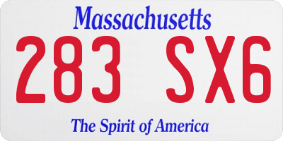 MA license plate 283SX6