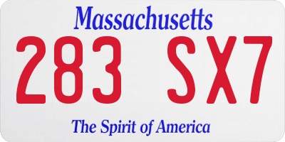 MA license plate 283SX7