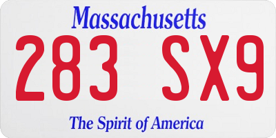 MA license plate 283SX9