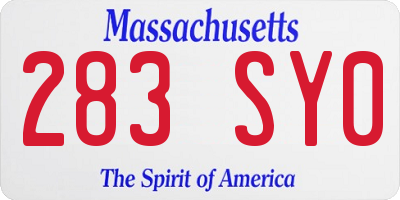 MA license plate 283SY0