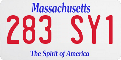 MA license plate 283SY1