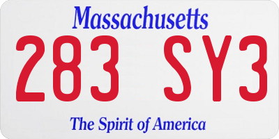 MA license plate 283SY3