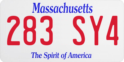 MA license plate 283SY4