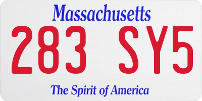 MA license plate 283SY5