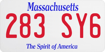 MA license plate 283SY6