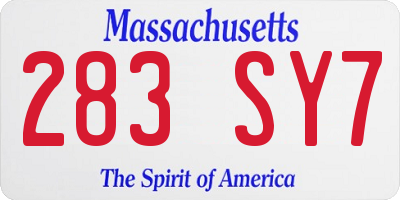 MA license plate 283SY7
