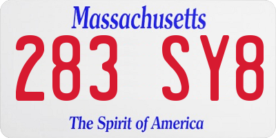 MA license plate 283SY8