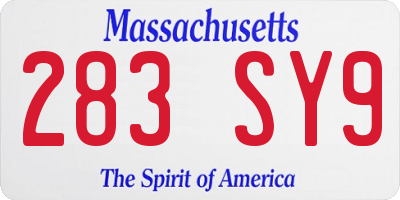 MA license plate 283SY9