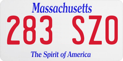 MA license plate 283SZ0