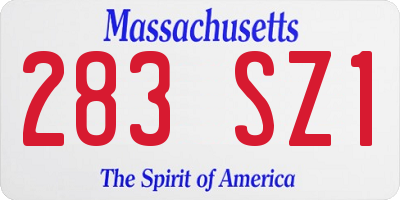 MA license plate 283SZ1