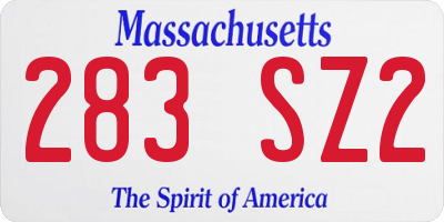 MA license plate 283SZ2