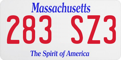 MA license plate 283SZ3