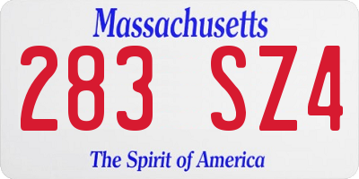 MA license plate 283SZ4
