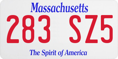 MA license plate 283SZ5