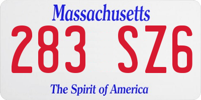 MA license plate 283SZ6