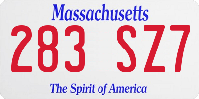 MA license plate 283SZ7
