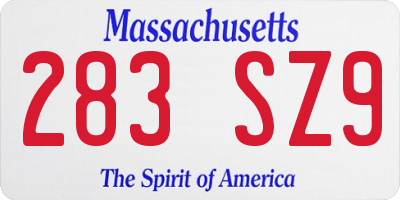 MA license plate 283SZ9