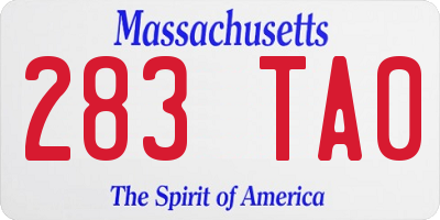 MA license plate 283TA0