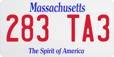 MA license plate 283TA3