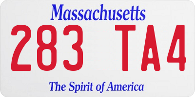 MA license plate 283TA4