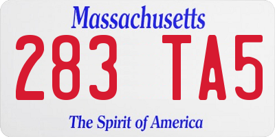MA license plate 283TA5