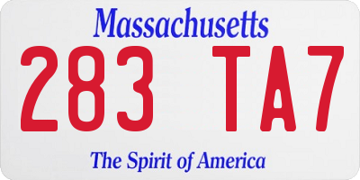 MA license plate 283TA7