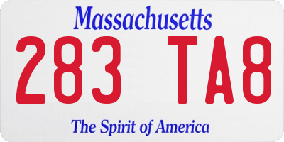 MA license plate 283TA8