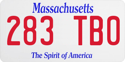 MA license plate 283TB0