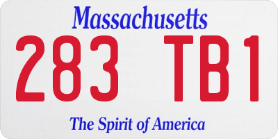 MA license plate 283TB1
