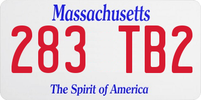 MA license plate 283TB2