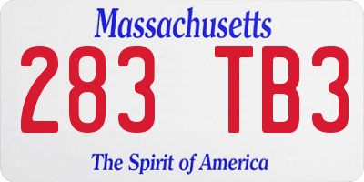 MA license plate 283TB3