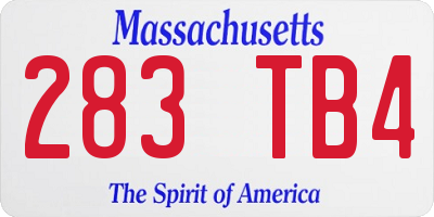 MA license plate 283TB4