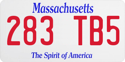 MA license plate 283TB5