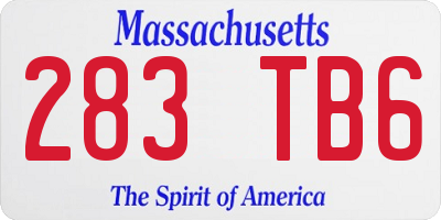 MA license plate 283TB6