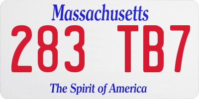 MA license plate 283TB7