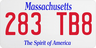 MA license plate 283TB8