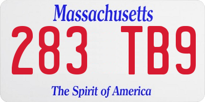 MA license plate 283TB9