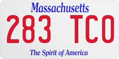 MA license plate 283TC0