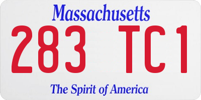 MA license plate 283TC1