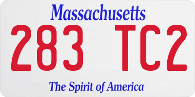 MA license plate 283TC2