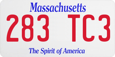 MA license plate 283TC3