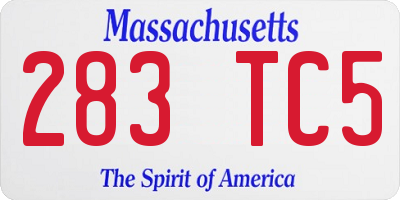 MA license plate 283TC5