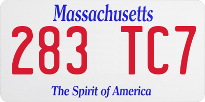 MA license plate 283TC7
