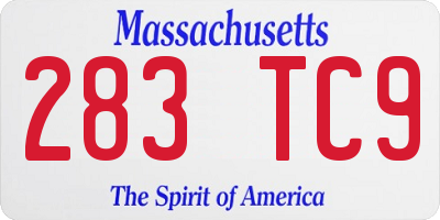 MA license plate 283TC9