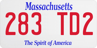 MA license plate 283TD2