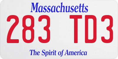 MA license plate 283TD3